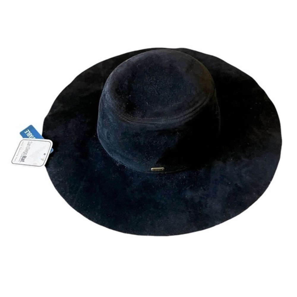 San Diego Hat Co. | Black Faux Suede Double Brim Adjustable Size Fedora Hat